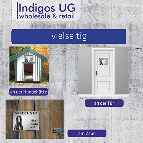INDIGOS UG - Schilder selbst gestalten Bernhardiner - Wunschtext personalisiert - Aluverbundplatte Edelstahllook - ab 20x15 cm - Spruch - Deko Geschenkidee für Ihren Hund - Zaun - Türschild