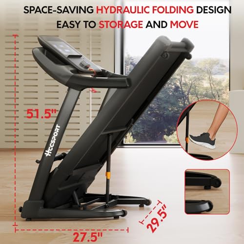Image of Walking Pad Treadmill with 16% Auto Incline, Air Cushioning Shock Absorption 350lb Weight Capacity Foldable Treadmill for Home Office with Pulse Sensors, 10 Mph Speed 18.5'' Wide Belt Quiet Motor