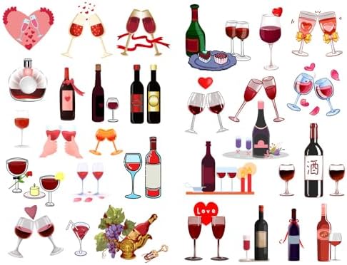 Seasonstorm Red Wine Aesthetic Precut Cute Aesthetic Diary Travel Paper Journal Stickers Scrapbooking Stationery Sticker Flakes Art Supplies (PK910) image 2