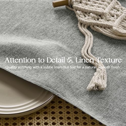 FIBORIA Leinenoptik Tischdecke Outdoor 240x140 cm Abwaschbare Tischdecken Rechteckig Grau Tischtuch Wasserabweisende Gartentischdecke Table Cloth für Frühling,Hochzeiten,Ostern,Party,Geburtstag