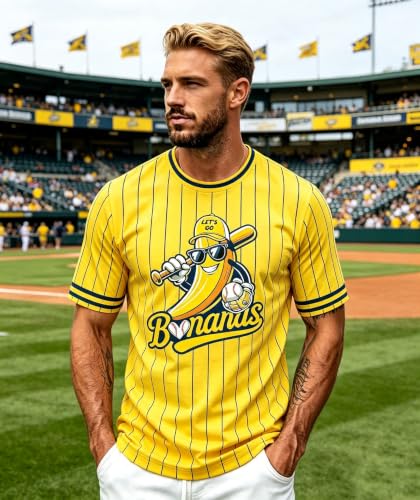 Camiseta de béisbol para hombre con diseño divertido de banana, camiseta fan para día de juego miniatura 3
