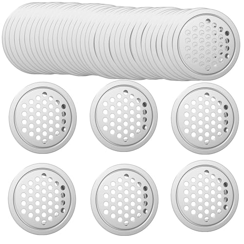 50 PCS Air Vents,35 mm Stainless Steel Circular Soffit Vent,Stainless Steel Round Vent Mesh Hole Louver,Round Mesh Holes Louver Vent for Closet, Kitchen, Shoes Bathroom Cabinet(Silver)