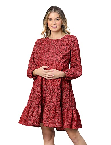 Image of oxolloxo Women Floral Print Round Neck Maternity Dress