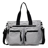 Nuova borsa tote scozzese ad alta capacità, trendy e versatile per gli spostamenti quotidiani (nera)