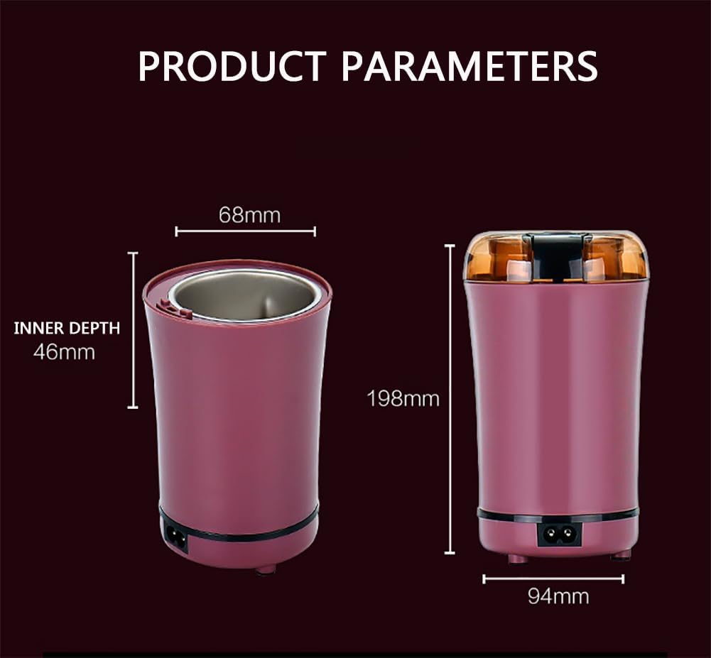 Electric Powder Grinding Machine, 150W Powerful Fast Grinding for Dry Spices Flower Buds with Brush, Easy On/Off One-Touch Push Button Powder Grinder Perfect for Herbs, Spices, Nuts, Grains