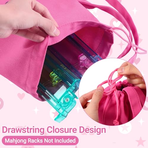Bolsa rosa con cordón para rack de Mahjong miniatura 3