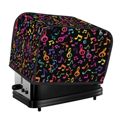 Cubierta para tostadora de 2 rebanadas, símbolo de música de colores, para pequeños electrodomésticos, tostadora, cubierta antipolvo para regalos de cocina