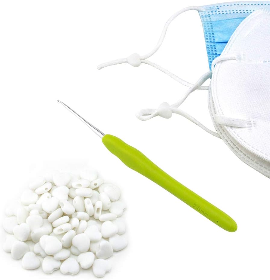 RJ-Sport 100 PCS Heart-Shaped Adjustable Beads for Face Mask, Cord Lock Adjuster, Ear Loop Tighteners