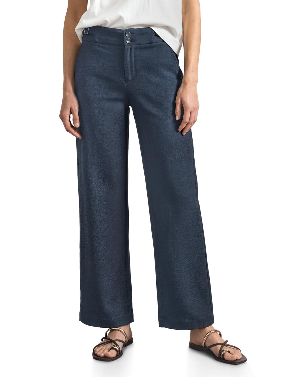 Street One High Waist Jersey Trousers in Casual Fit Darkest Blue 42