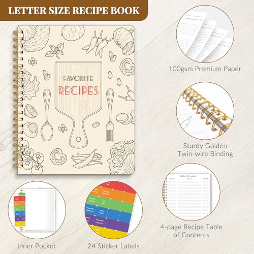 Recipe Book to Write in Your Own Recipes, Blank Recipe Journal, 140 Recipes by LuBudingJoy - Used condition - Image 5