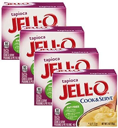 Jell-O, Cook & Serve, Tapioca Pudding & Pie Filling, 3oz Box (Pack of 4)
