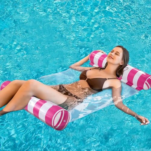 image for JUXIAO 5 Pack Upgrated XL Water Pool Floats, 4-in-1 (Hammock, Saddle, 