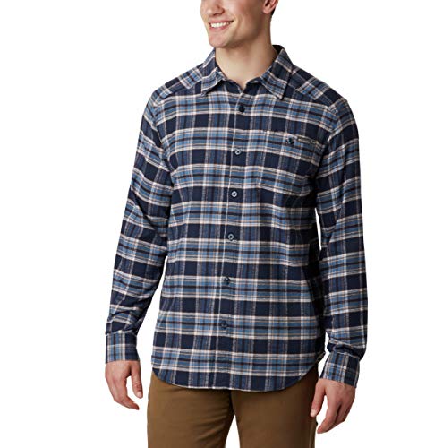 Columbia Men's Cornell Woods Flannel Long Sleeve Shirt, Collegiate Navy Medium Tartan, X-Large