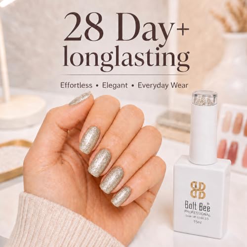 Image of BOLT BEE 15ML Gel Nail Polish 1Pc Clear Pink Glitter Nail Polish Soak Off UV LED Nail Gel Polish Nail Art Starter Manicure Salon DIY at Home, 0.5 OZ (1) (83)