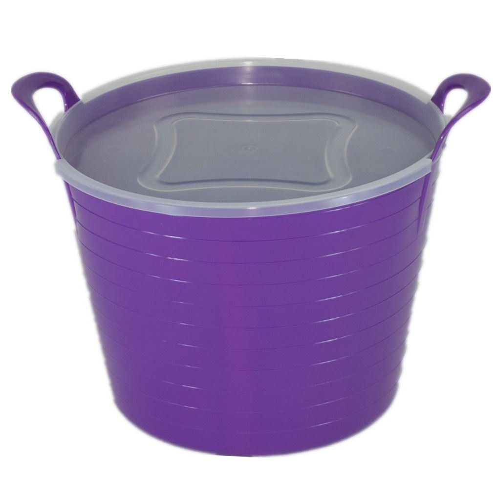 Ketoplastics Lilac 26L Flexi Tub Complete With Lid Storage Bucket, Trug, Flexible, Container (Lilac)