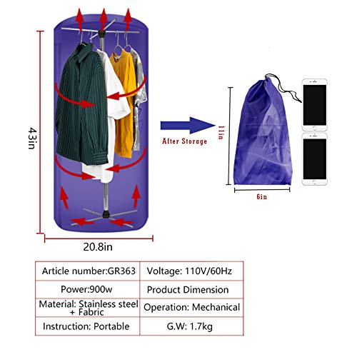 image for Clothes Dryer Portable Travel Mini 900W dryer machine,Portable dryer f