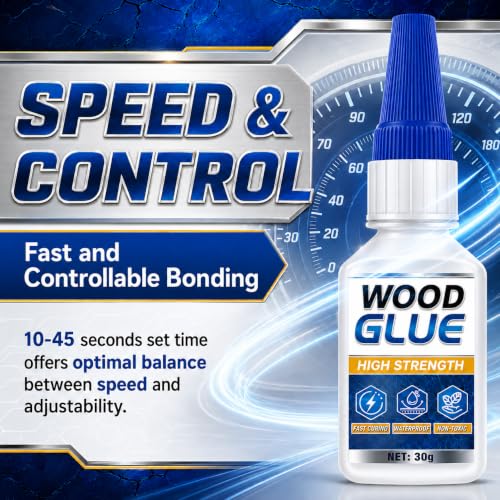Image of Wood Glue Clear, 30g Instant CA Glue with Precision Applicator, Cyanoacrylate Adhesive for Wood Crafts Repair, Waterproof & Fast-Drying