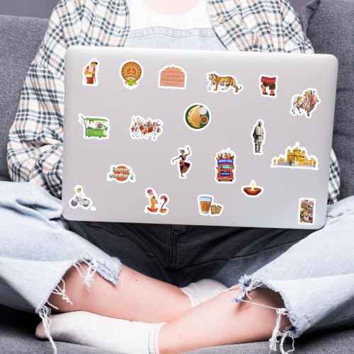 Image of India Theme Vinyl Stickers Pack of 50 | Waterproof Self-Adhesive Indian Culture & Heritage Decals for Laptop, Water Bottle, Mobile, Journal, Scrapbook, Luggage, Helmet & DIY Decoration
