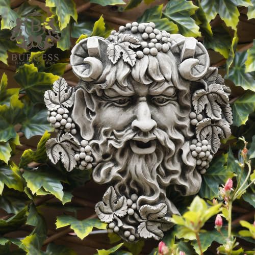 Bacchus Greenman Stone Plaque | Garden Outdoor Home Statue Decoration Ornament