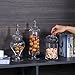MyGift Clear Glass Apothecary Jars with Lid, Decorative Footed Vase, Candy Buffet Containers Set of 3