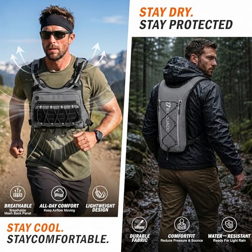 Image of BECOJADDE Running Vest for Men with 2L Water Bladder Tactical Hydration Backpack Adjustable Lightweight Chest Pack for Marathon Hunting Cycling