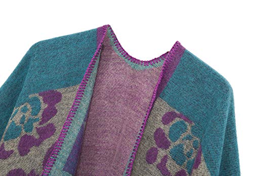 Urban CoCo Women's Color Block Shawl Wrap Open Front Poncho Cape3