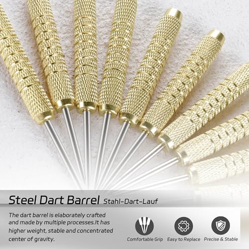 CyeeLife Dartpfeile mit Metallspitze,12 Stück Steeldarts Set mit 4 Farbigen Integriertes Dartflug und Schaftsystem,Stahlspitze Darts Set