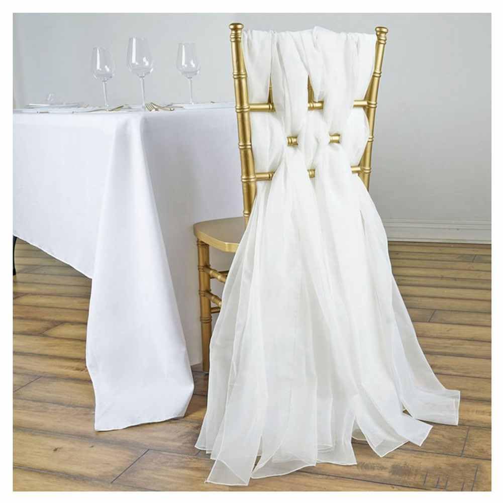 5 fiocchi per sedia in tulle 70 x 200 cm, in organza, per sedie in chiffon, per matrimonio, cravatta, per sedie, per matrimoni, anniversari, feste, decorazione per la casa, colore bianco