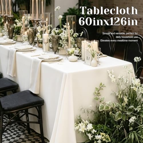 WIGENIUS 10 Pack White Table Cloth Rectangle 60X126 Inch Tablecloth Fit 8FT by WIGENIUS - Used condition - Image 2