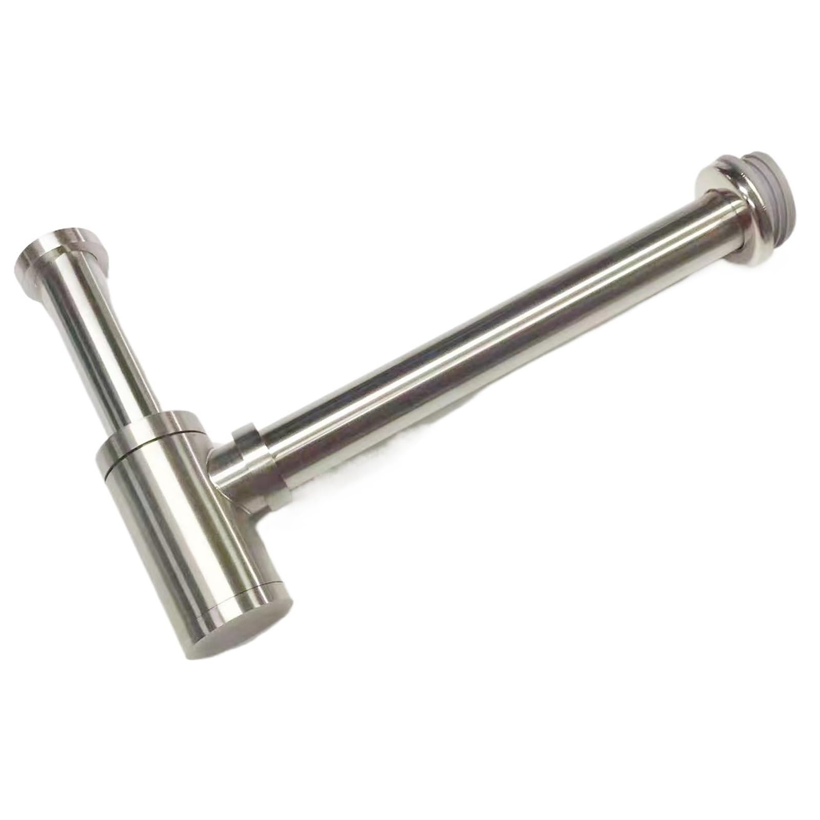 Sifón Lavabo Tubo de desagüe pared acero inoxidable for lavabo, instalación empotrada en la, dispositivo antiobstrucción for encimeras fregadero(Brushed Nickel)
