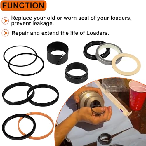Image of G109452 G105548 1543252C1 Hydraulic Cylinder Seal Kit Fit for Case 350 350B 450 450B 480 480C 480E 580C 580D 580E 550G Loader Bucket Tilt /Bucket Ripper Dipper(Rod: 1.50 inch, Bore: 3 inch)