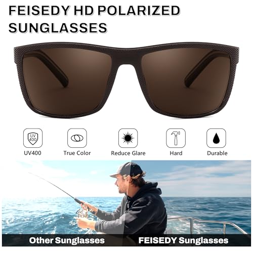 FEISEDY Polarized Sunglasses for Men and Women Lightweight Frame Sun Glasses with UV400 Protection for Driving Fishing B03013