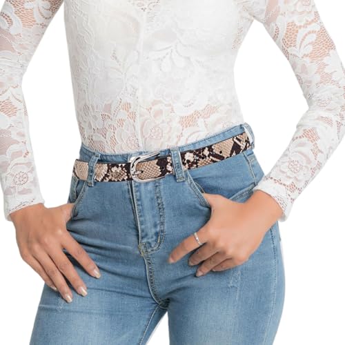 TeeYee Women Basic Waist Belt Chic Snake Pattern Pin Buckle Waist Bands