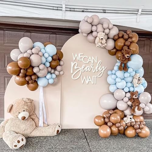 Image of We Can Bearly Wait Sign for Backdrop - Teddy Bear Themed Baby Party Banner Boy Girl Baby Shower Gender Reveal 1st Birthday Felt Letter Wall Decor Photography Background - White
