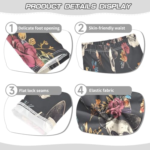 Toddler Girls Leggings Printed Yoga Pants Leggings Skulls Floral Hats for Kids3