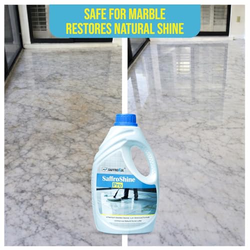 Image of Saffroshine Pro Marble Cleaner Shampoo 1 Litre- pH Neutral Floor Cleaning Liquid, Strong Stain Remover for Home Granite Stone Quartz, Kota, Italian Shiner