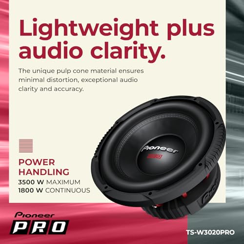 Image of PIONEER P.R.O. Series TS-W3020PRO 12 inch Subwoofer - 3500W Max, 1800W RMS, Sealed or Ported Enclosure Compatible, Strong Bass, High Power, Performance and Output