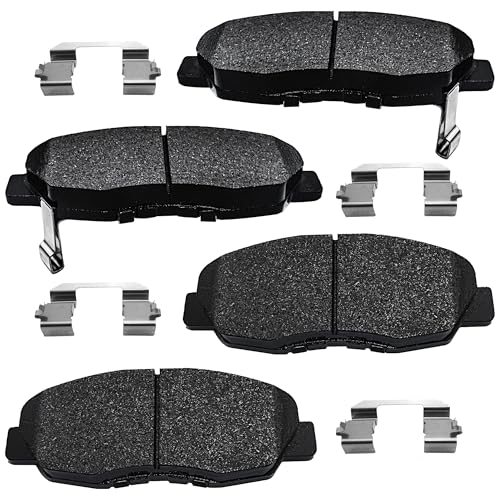 Image of Front Brake Pads Set Compatible with 1997-2005 Acura EL, 1996-2011 Honda Civic, 1998-2002 Honda Accord, 2010-2014 Honda Insight Automotive Replacement Brake Pads Semi-Metallic D465