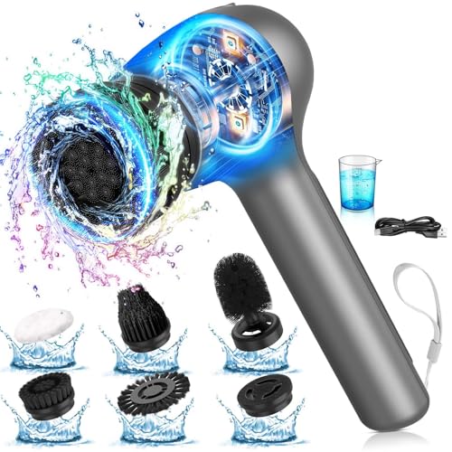 Electric Cleaning Brush, 9-in-1 Electric Spin Scrubber with Dual-Speed & Spray Tank, USB Rechargeable Scrubbing Brush for Bathroom, Tiles, Floors & Home Cleaning