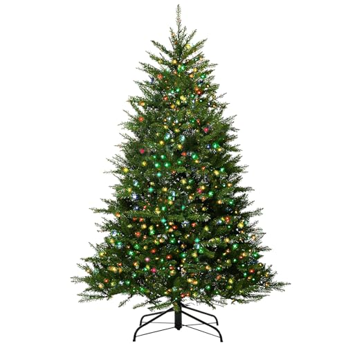 Aovotreena 7FT Pre-Lit Artificial Christmas Tree with 700 Pre Lit Multicolored Lights, 2144 PVC...