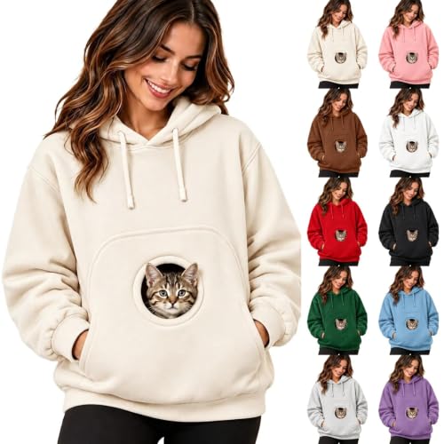 Cat Pouch Hoodie for Women Y2K Comfy Fleece Carrier Pullover Hoodie - image 1