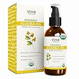 Certified Organic Jojoba Oil ; 100% Pure & Cold Pressed, Natural Moisturizer for Face and Hair and Great for all Skin DIYs (Polishes, Masks, Body), 4 oz