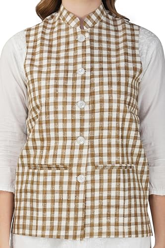 Image of Vastraa Fusion Solid Indian Traditional Ethnic Waistcoat Festive Woolen Nehru Jacket for Women