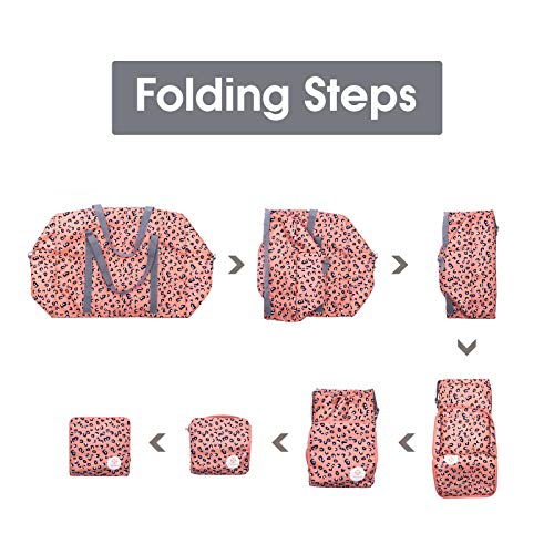 For Airlines Foldable Travel Duffel Bag Tote Carry on Luggage Sport Duffle Weekender Overnight for Women and Girls (Leopard-1109)