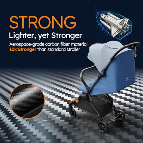 MAMAZING Ultra Air X Travel Stroller - Ultra-Lightweight Under 10 lbs, Carbon Fiber Frame & Airplane Friendly, Lightweight Stroller with Reclining Seat, UPF 50+ Canopy & Travel Bag