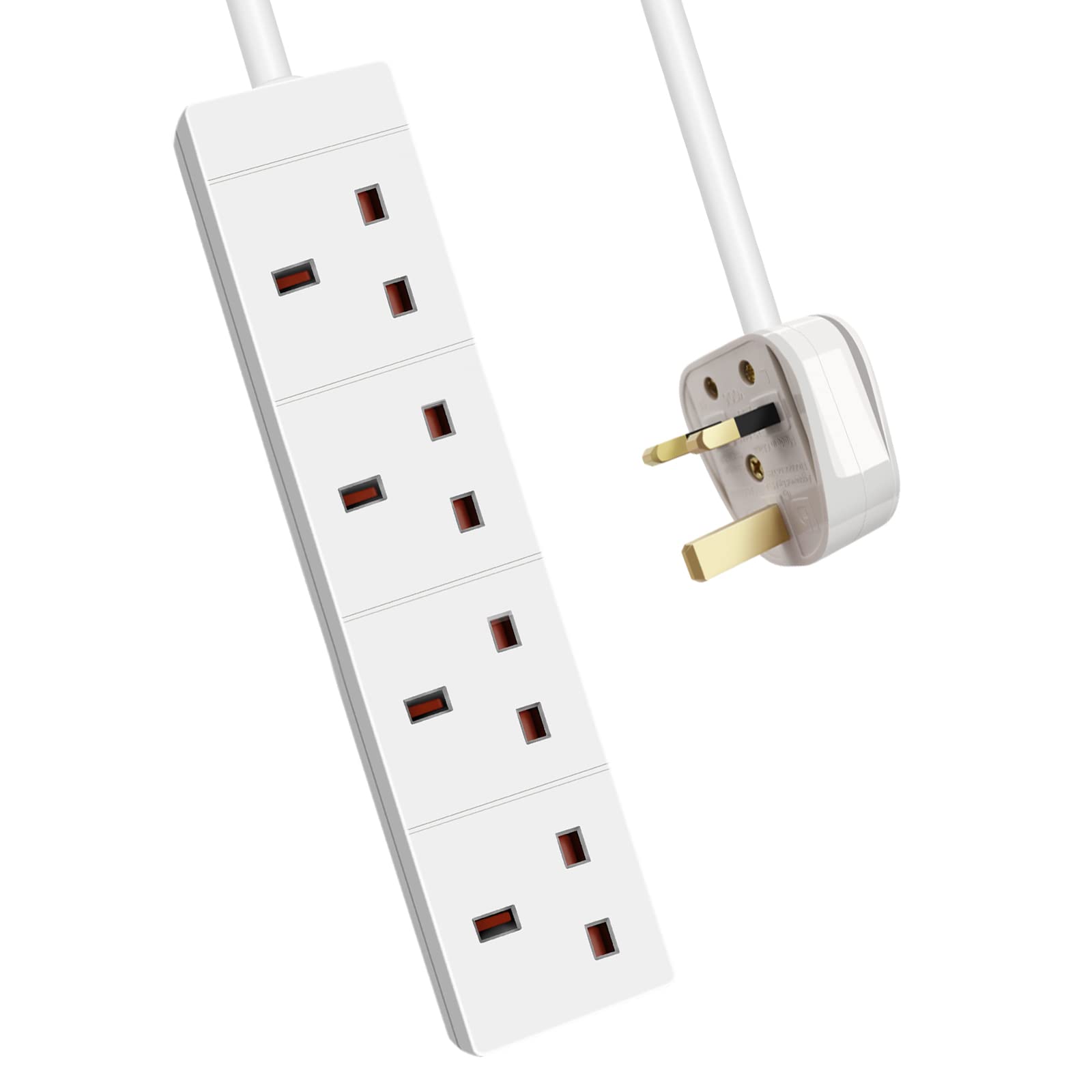 ExtraStar 4 Way Extension Lead, 13A Fused UK Plug Extension Socket, 3M Extension Cable Power Strip - Black — view 13