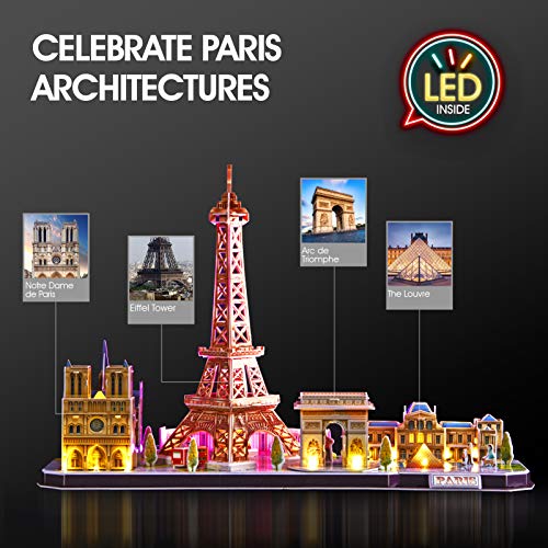 Cubicfun 3D Puzzles For Kids Ages 8-10 Led Paris Cityline, Arts And Crafts For Kids Ages 8-12 Stem Projects For Kids Ages 8-12 Gifts For 8 Year Old Toys For 8 Year Old Girls Lighting Architecture #TOP1