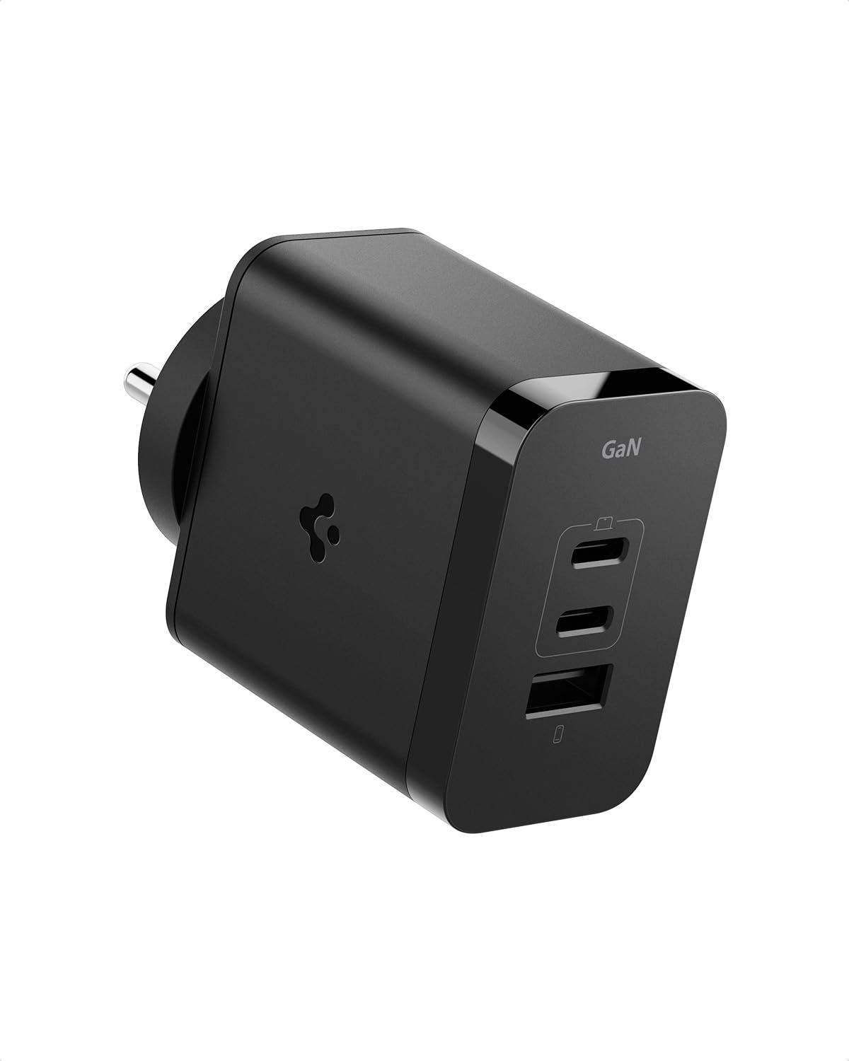 Spigen Fast Charging Adapter Total 65w, GaN, PD/PPS Support, BIS Certified, for iPhone 17/16/15(Pro,Pro Max,Plus), Galaxy S25/S24, OnePlus, iQOO, iPad, MacBook and More (PE2212IN) - Black