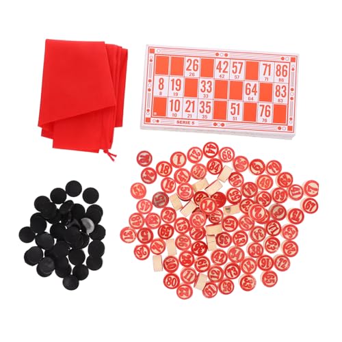 ERINGOGO 1Set Wooden Bingo Game with Bingo Number Cards and Calling Cards Party Board Game for Family Fun and Hand Eye Coordination