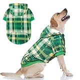 BEAUTYZOO Kapuzenpullover Mit Karomuster Für Kleine, Mittelgroße Und Große Hunde - Britischer Stil, Weicher Und Warmer Hundepullover Mit Leinenloch, Kapuzen-Kleidung, Sweatshirt